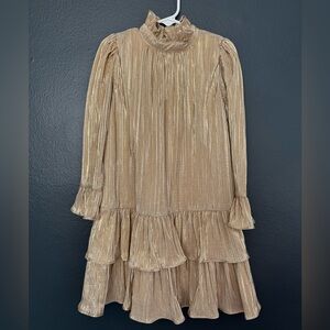 Janie and Jack Girl’s Gold Pleated Ruffle Dress